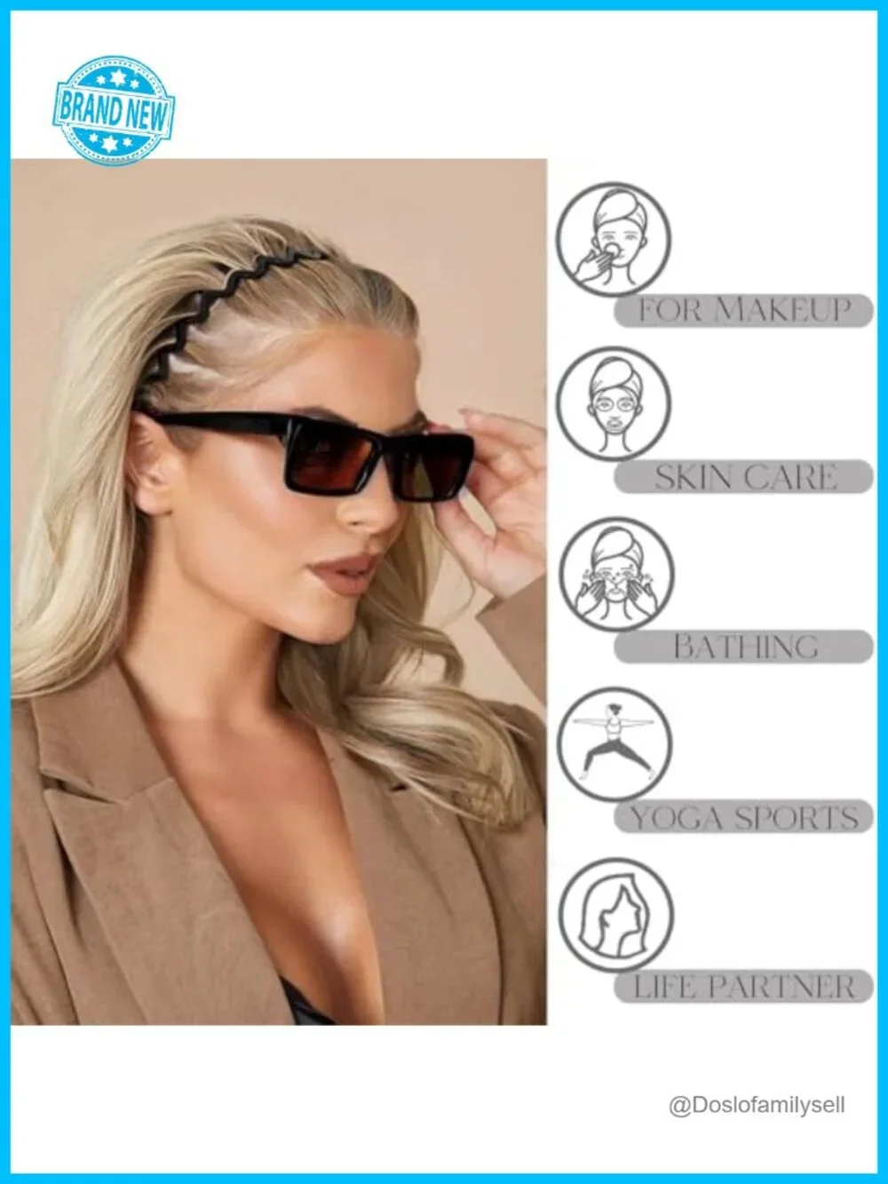 6 Pcs Zig Zag Headbands with Teeth Non Slip Stretchy Plastic Hair Accessories